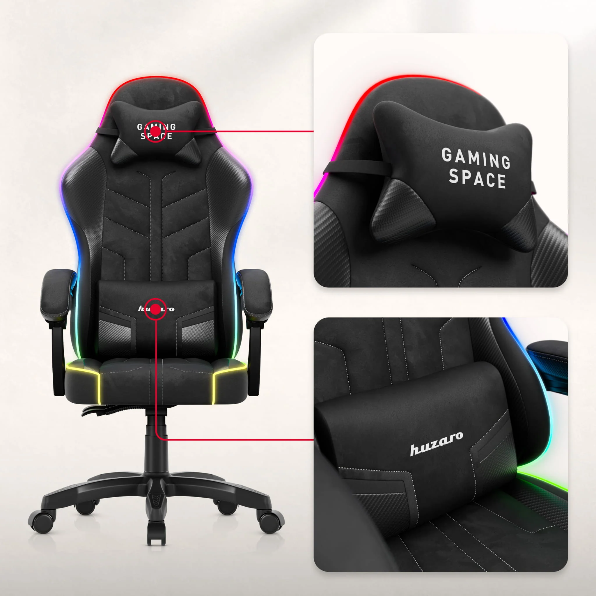 Huzaro Force 2.7 RGB Gaming-Stuhl aus schwarzem Samt - Image 11