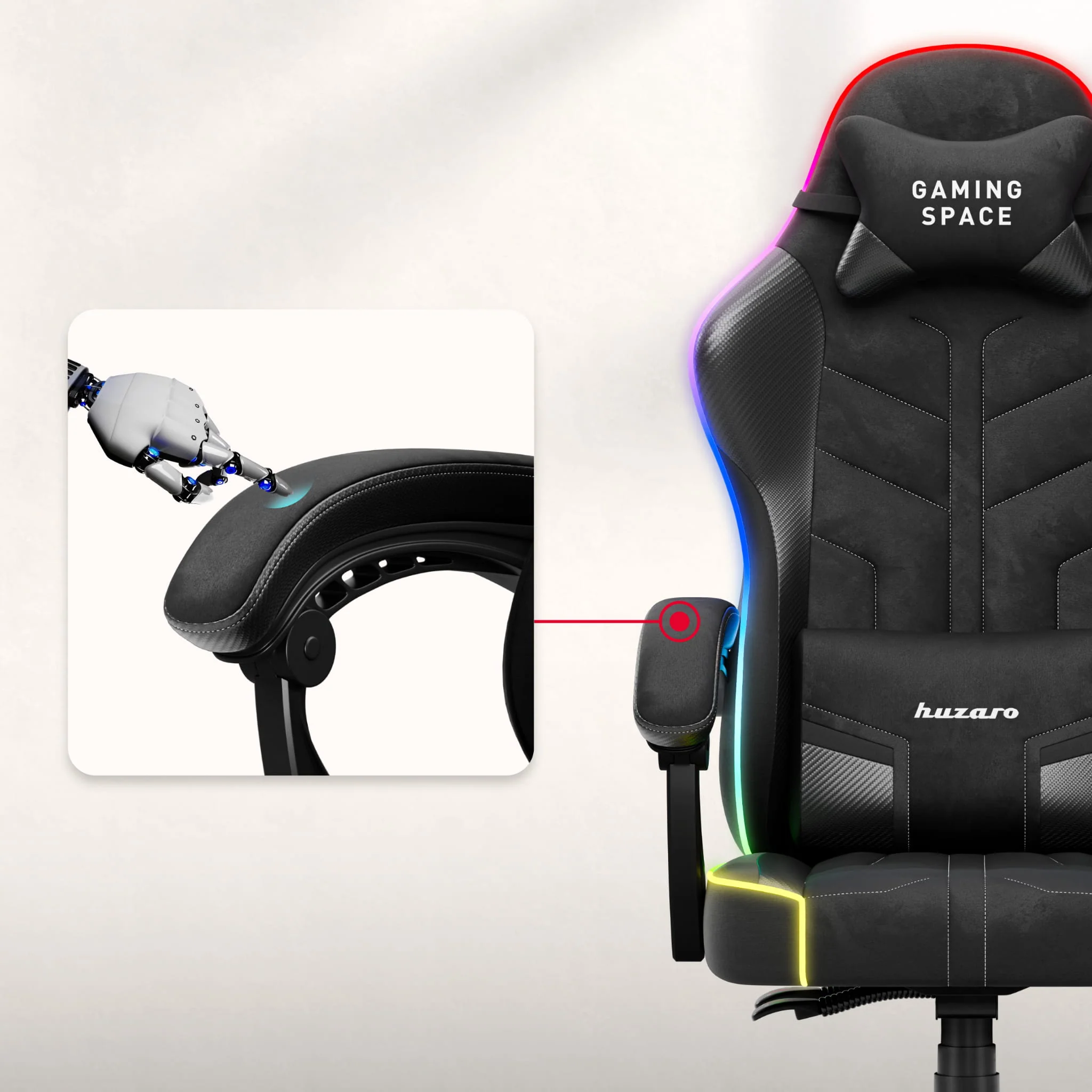 Huzaro Force 2.7 RGB Gaming-Stuhl aus schwarzem Samt - Image 9