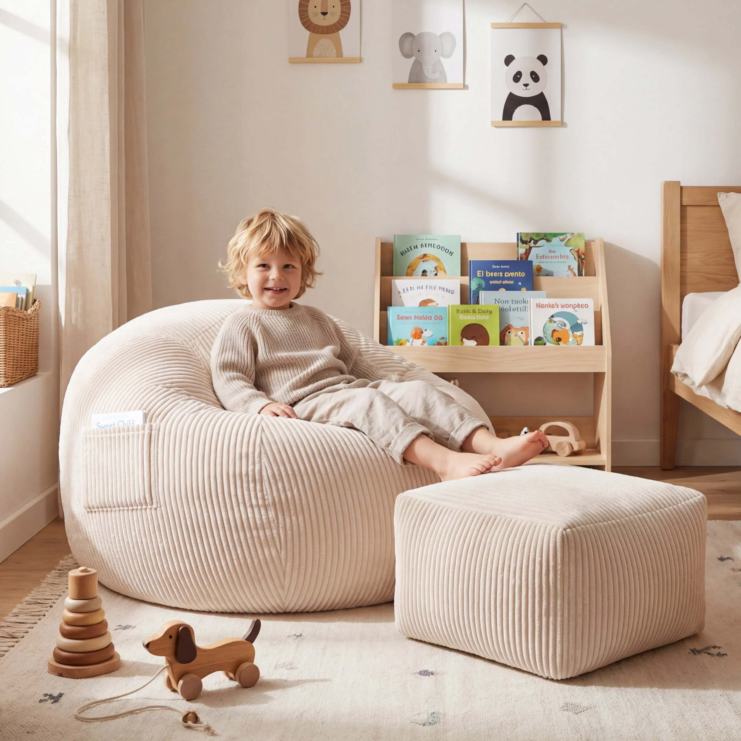 Sitzsack Cordsofa mit Fußstütze Mark Adler Comfy 3.0 Beige - Image 10
