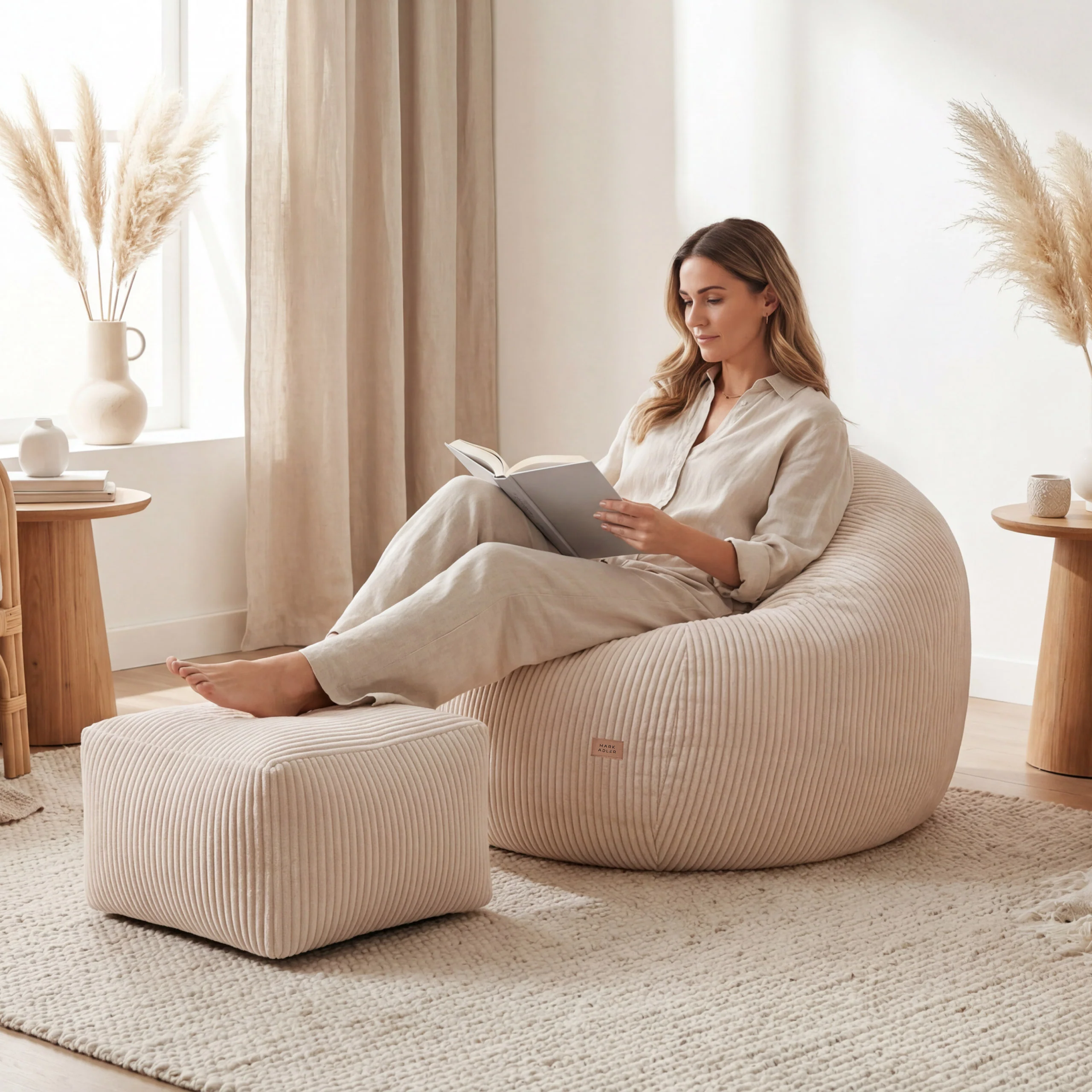 Sitzsack Cordsofa mit Fußstütze Mark Adler Comfy 3.0 Beige - Image 2