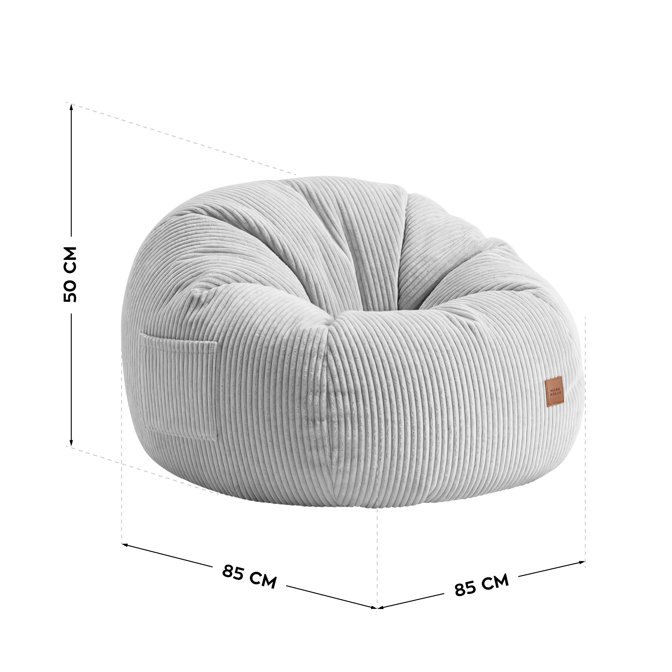 Cord-Sitzsack mit Fußstütze Mark Adler Comfy 3.0 Grey - Image 7