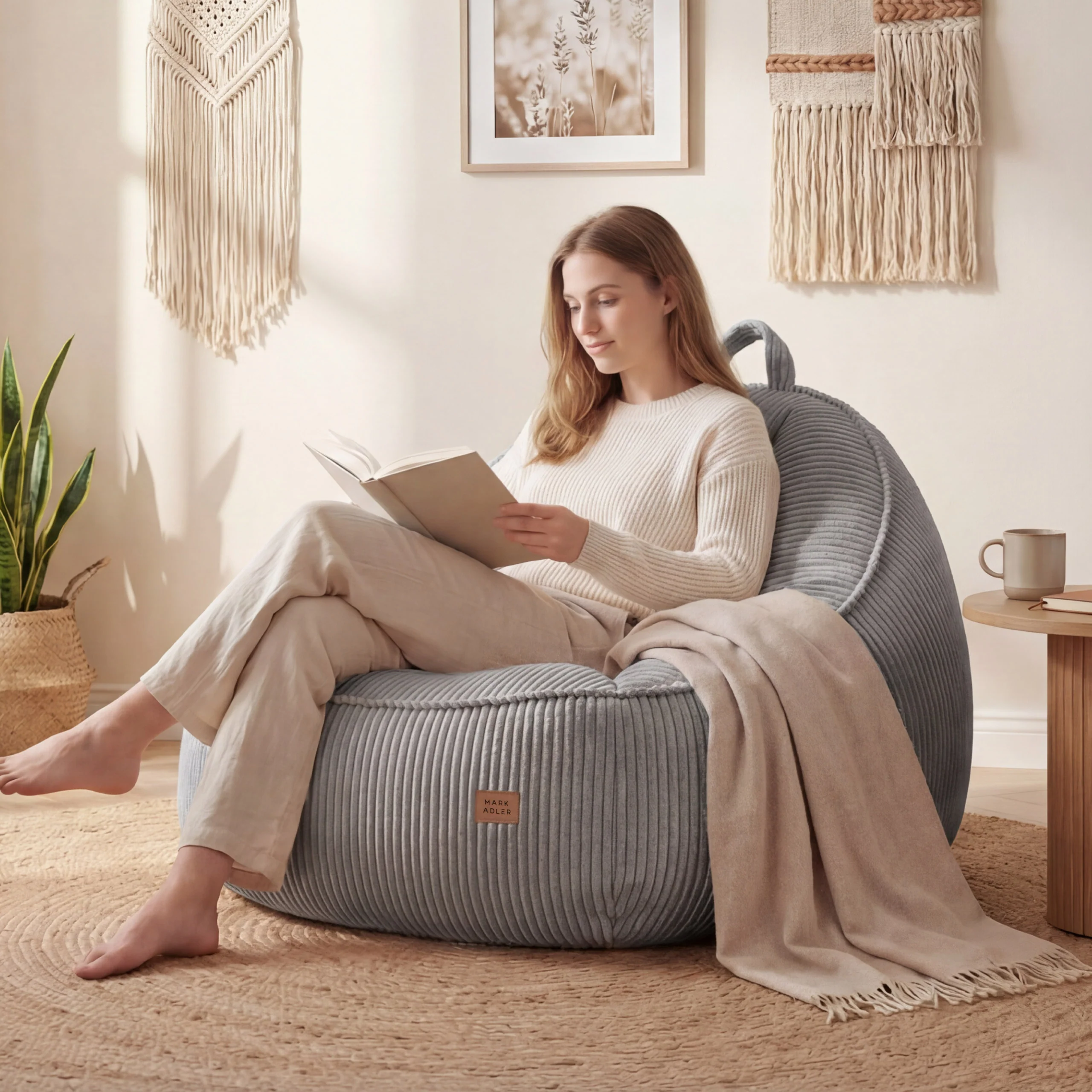 Sitzsack-Sessel mit Rückenlehne Cord Mark Adler Comfy 4.0 Grau - Image 2